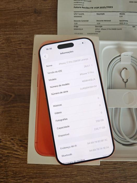 iPhone 17 Pro 6.3" 256GB Cosnic Orange Seminovo Novo C/Garantia Aceito