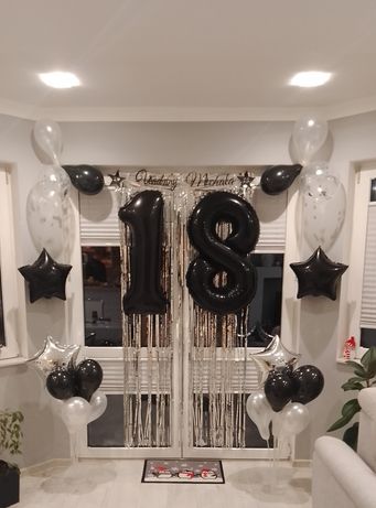 Dekoracja balonowa na 18- stkę lub częściowo na inną imprezę.