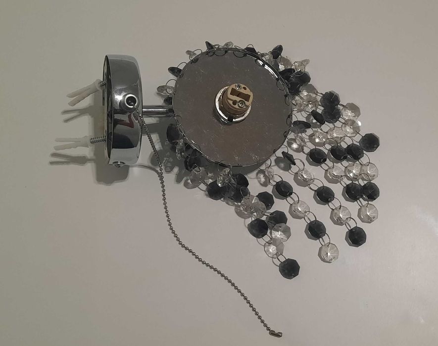 Kinkiet Roki srebrno-czarny kryształowy kryształki diamenciki glamour