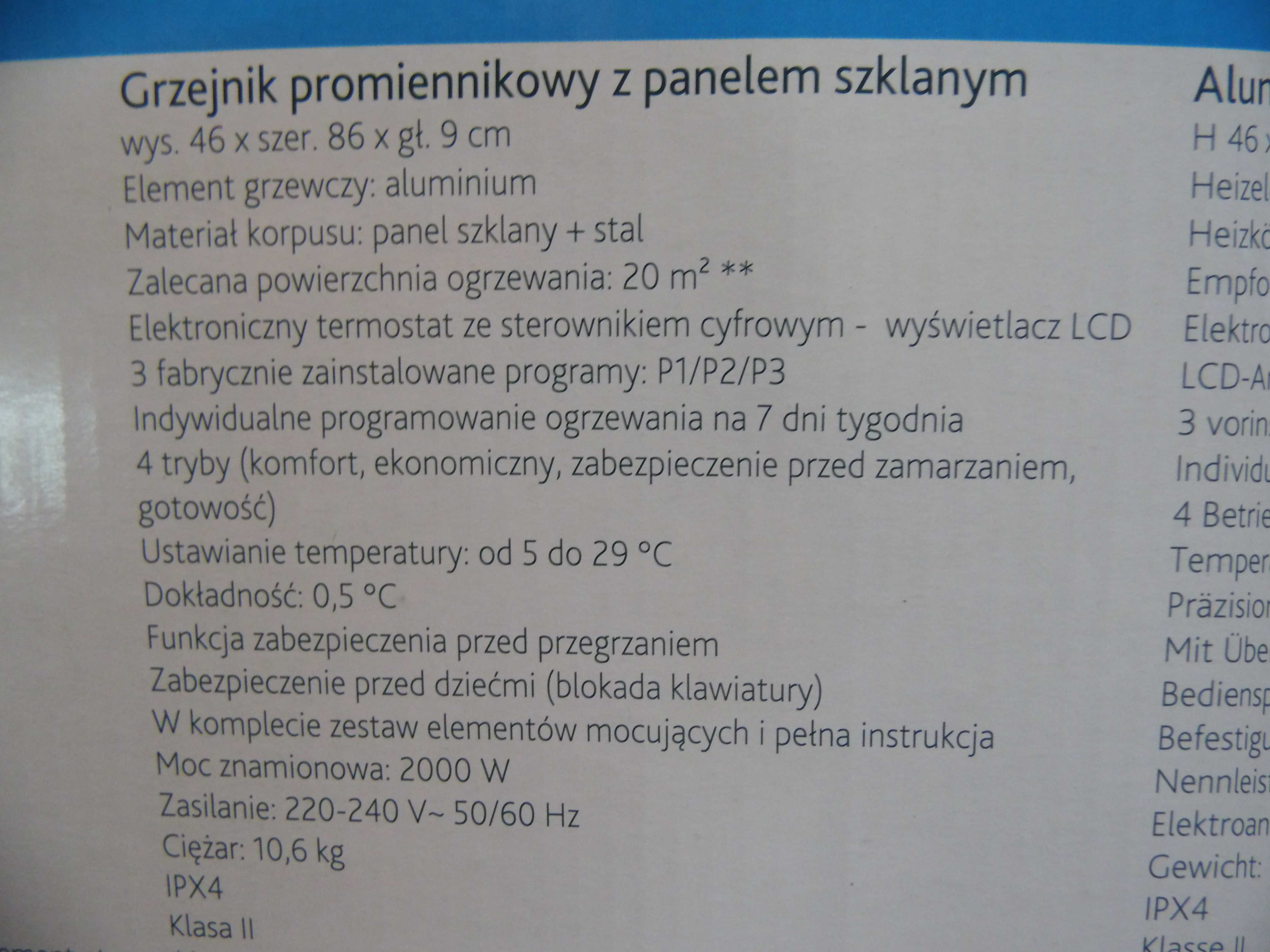 Grzejnik promiennikowy z panelem szklanym