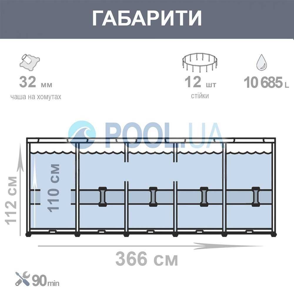 Каркасний басейн Intex 26718, 366 x 122 см (3785 л/год, сходи)