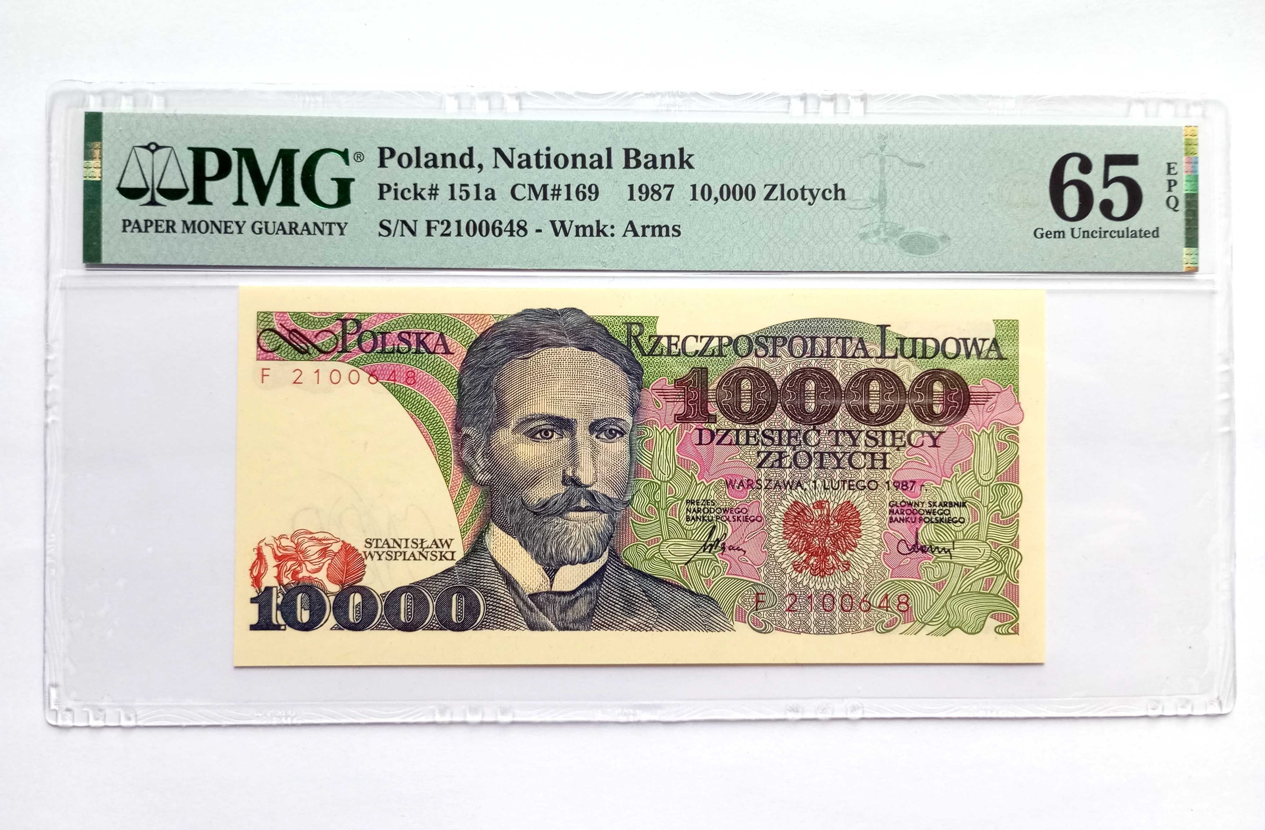 10000 zł 1987  - F -  PMG  65