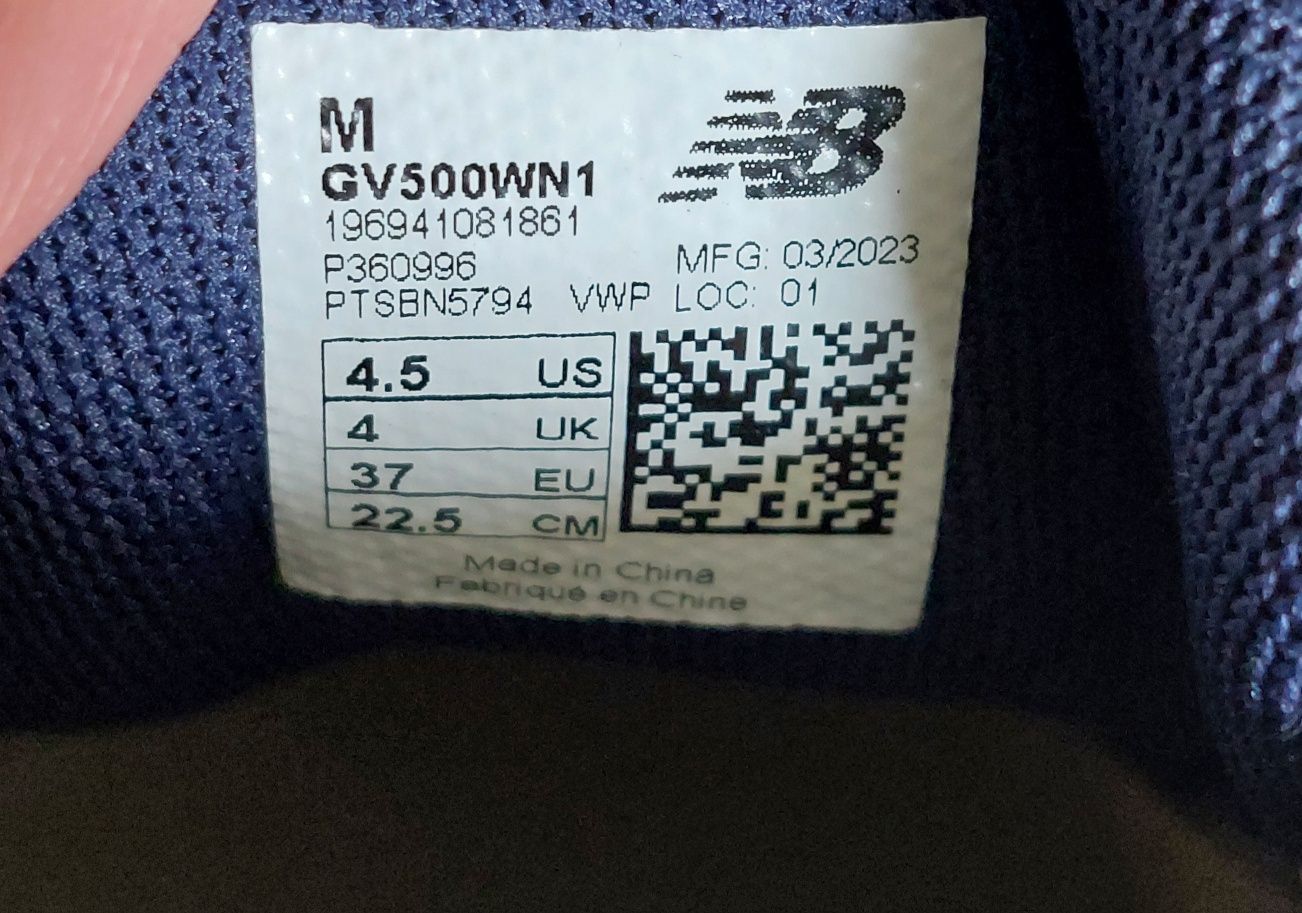 Sneakersy new balance GV500WN1 biały r.37