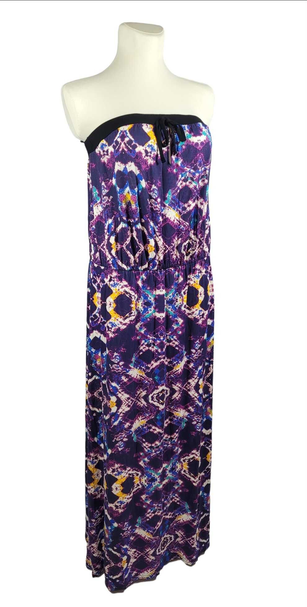 Nowa długa sukienka maxi 22/50/5XL kolorowy wzór na lato