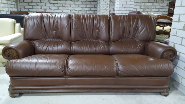 Кожаный диван мебель тройка коричневая «Classic» (010818) из Европы