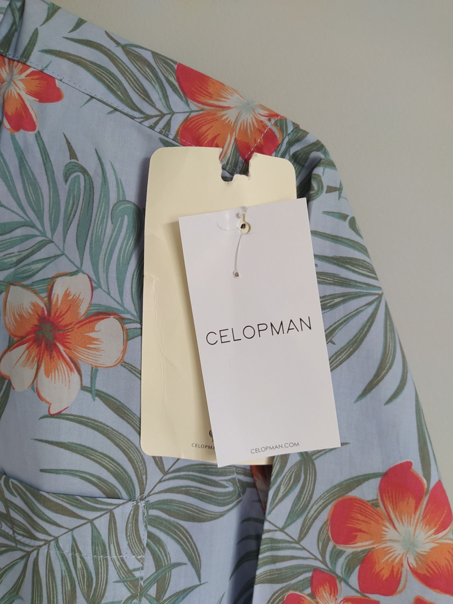 Bawełniana męska koszula w kwiaty Slim Celopman XS