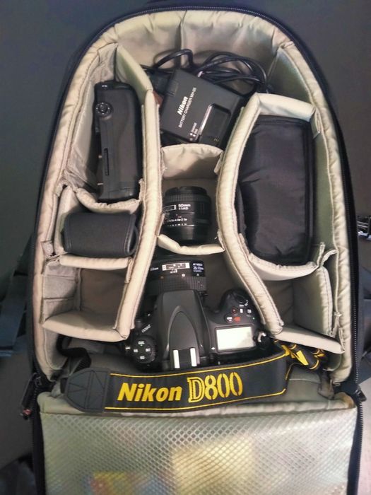 Nikon D800 como nova lentes battery grip mochila tripé