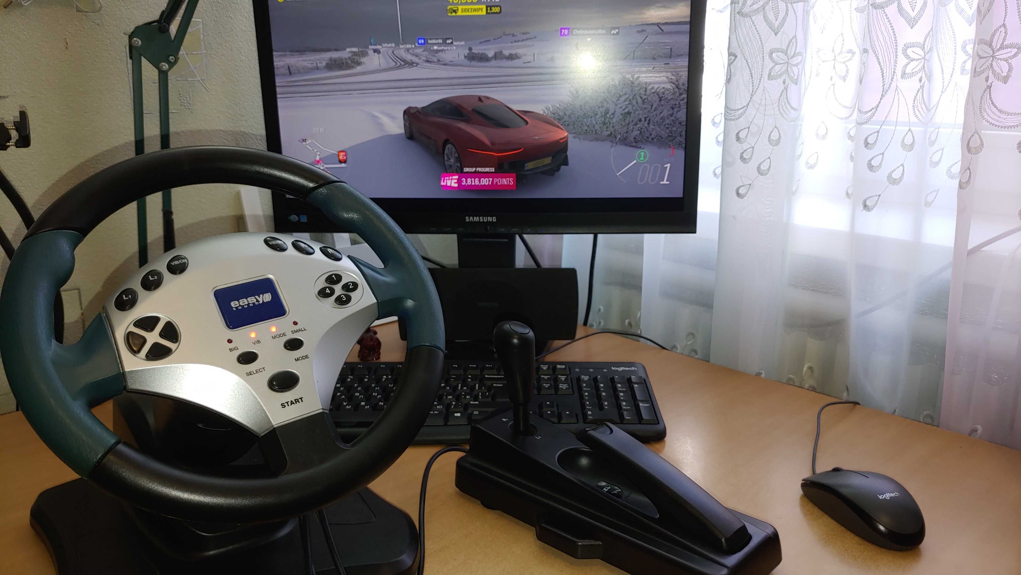 Ручник+коробка передач,Игровой руль для ПК ,iгрове кермо+ВИДЕО