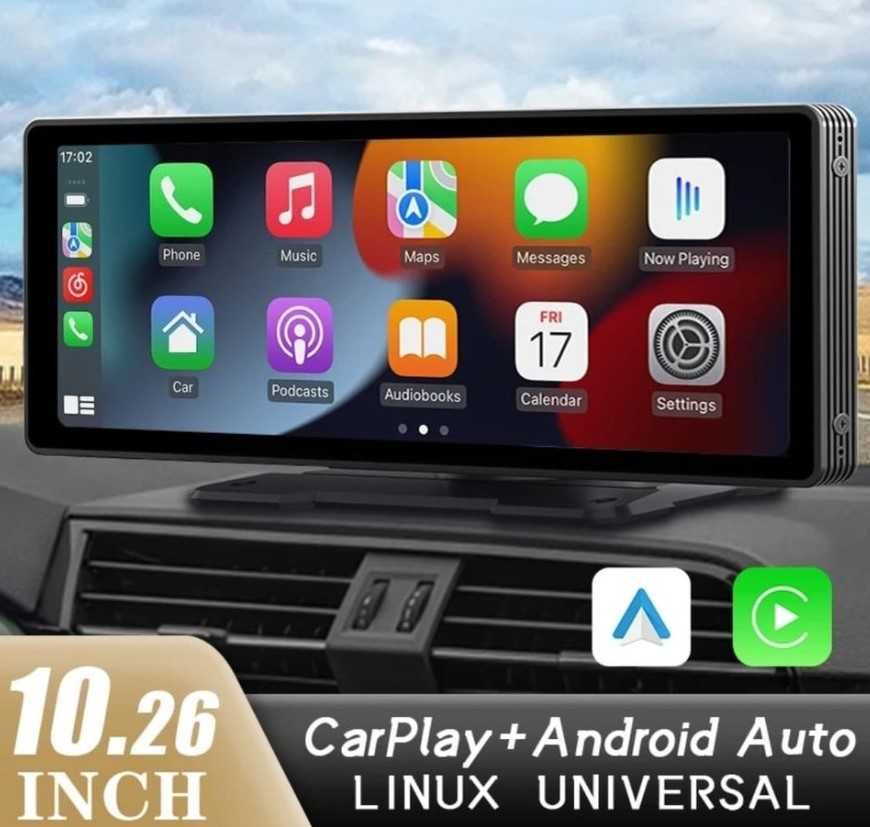Ecrã Tatil 10" S/ fios Multimedia CarPlay e Android Auto + Camera HD
