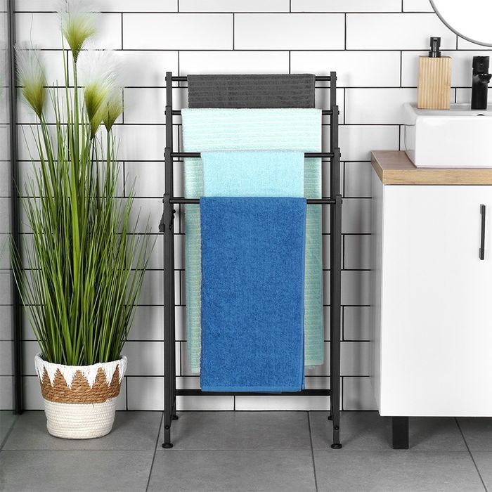 Wieszak na ręczniki stojący metalowy czarny