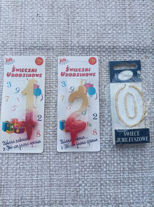 Komplet Świeczek urodzinowych okazjonalnych 1, 2 + gratis 0