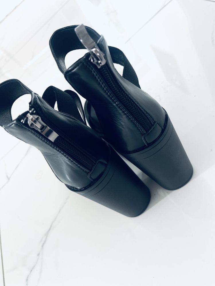 Buty na slupku platforma  czarne nowe 37 23,5