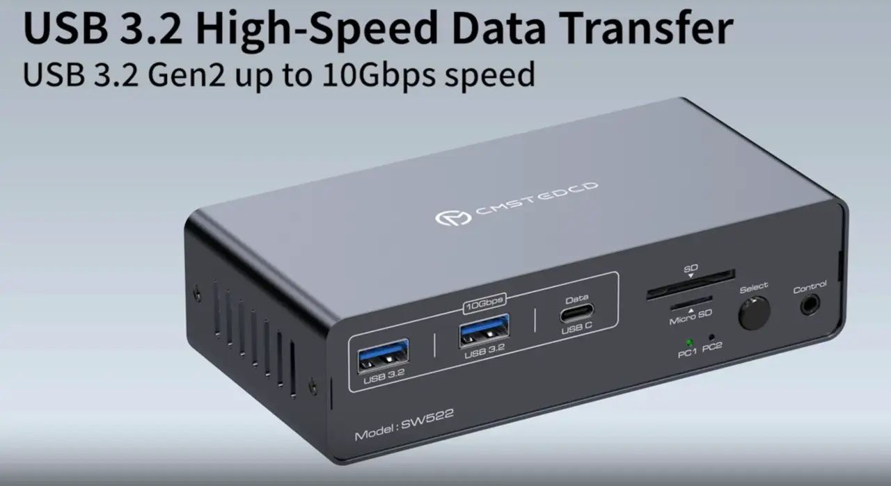 KVM-перемикач CMSTEDCD 13-в-1 з USB-C док-станцією підтримка 4K 120 Гц