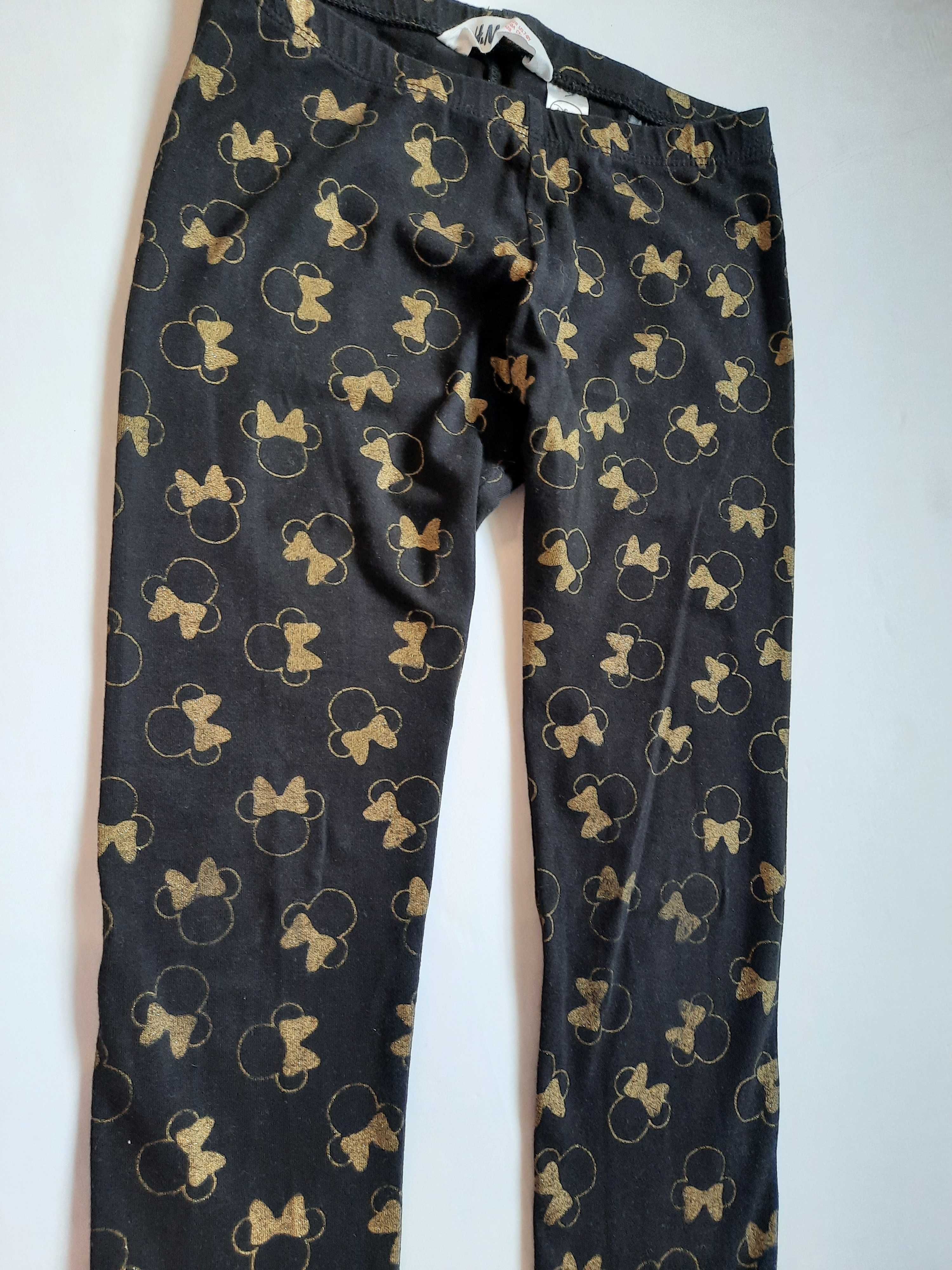 Legginsy z nadrukiem myszki Minnie Miki Mini roz 128 H&M czarne złote