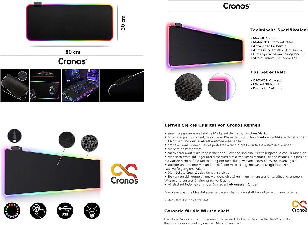 Podkładka pod mysz gamingowa gms-x5 80x30cm rgb
