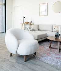 Fotel designerski z tkaniny Boucle Savona Biały House Nordic