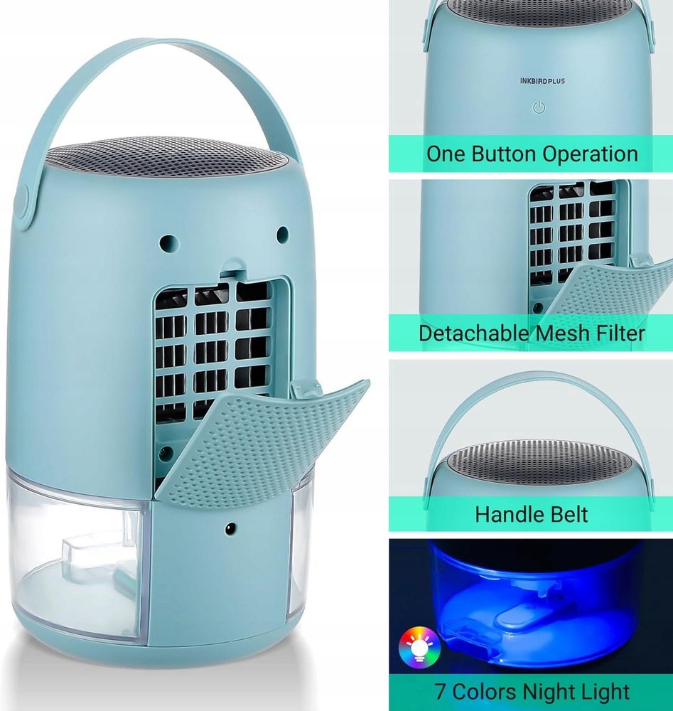 INKBIRD HZ-X628 Przenośny osuszacz powietrza 1100 ml diody LED cichy