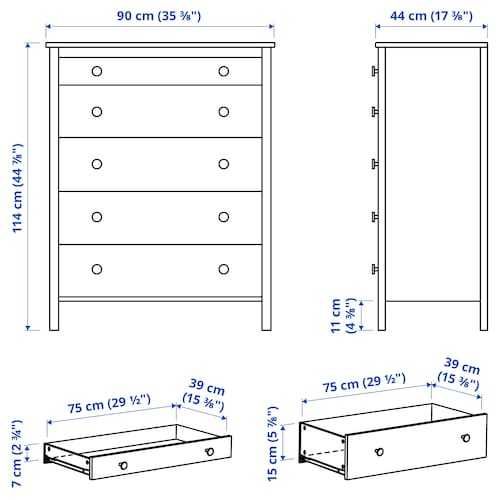Kredens Koppang Ikea KOPPANG Komoda, 5 szuflad, biały, 90x114  Nowa
