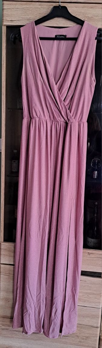 Suknia sukienka długa brokatowa 38