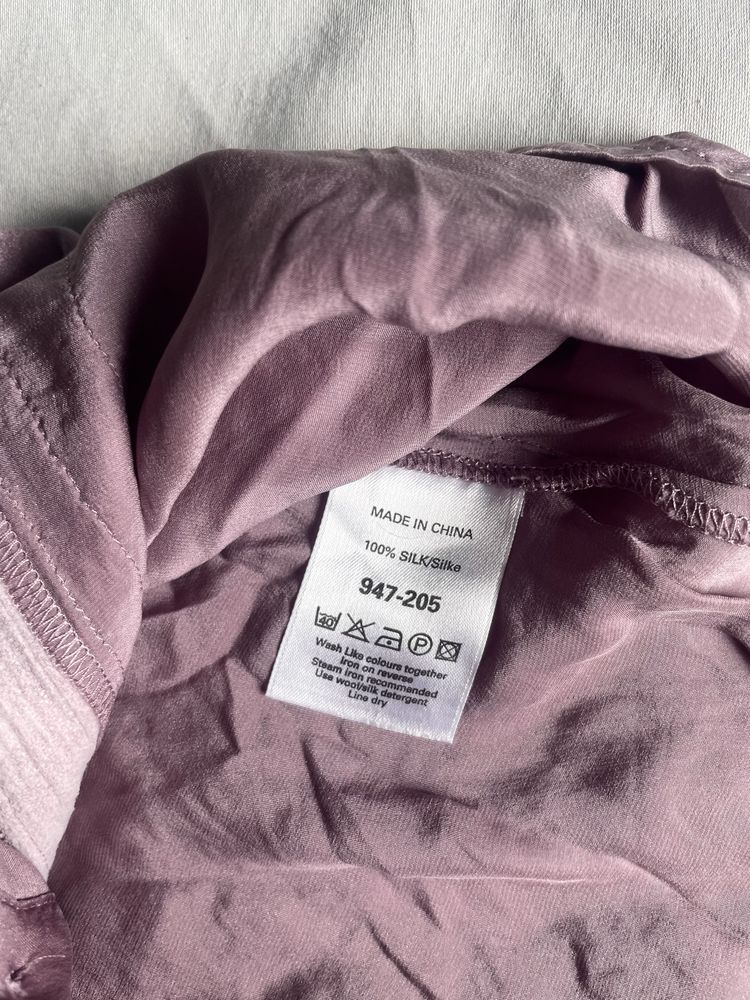 Jedwabna koszula bluzka z koronką i falbankami 100% jedwab plus size