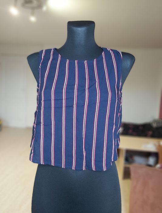 Crop top granatowy w paski s