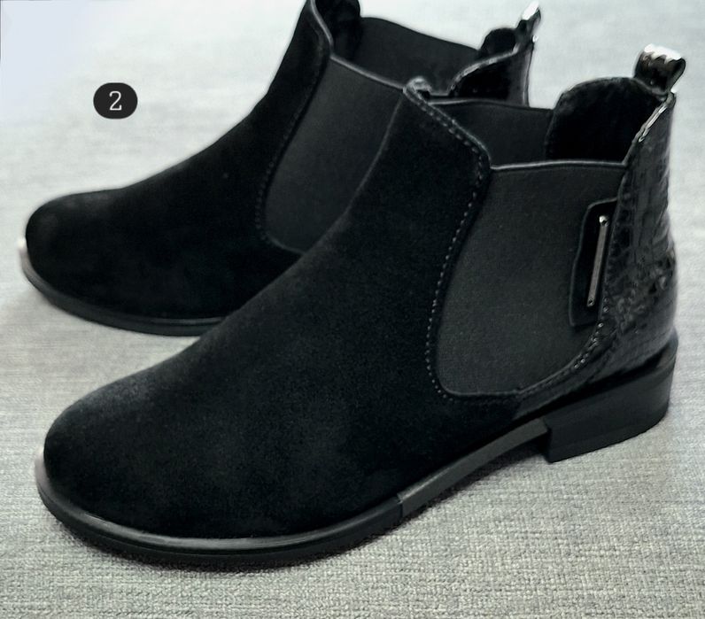 Жіночі натуральні шкіряні челсі осінні черевики чорні  36 40 41 42