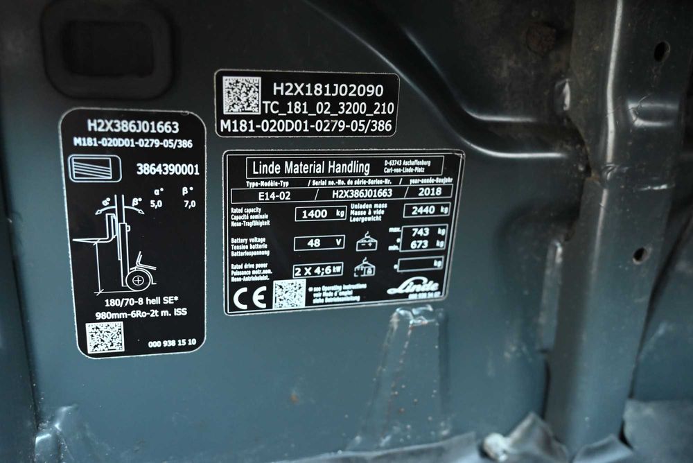 Wózek widłowy Linde E14-02 Duplex 272 cm 2018 rok 3730 mth FHP 444