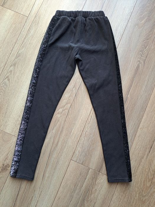 Legginsy czarne lampas srebrny ocieplane