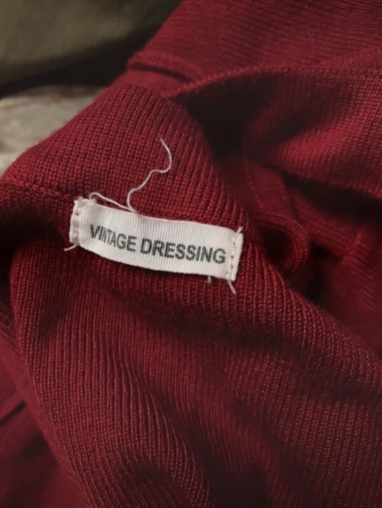 Dzianinowa sukienka prążkowana z dekoltem halter Vintage Dressing XS 3