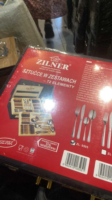 komplet sztućców Zilner ZL-6505 dla 12os. 72 elementy + CZARNA WALIZKA