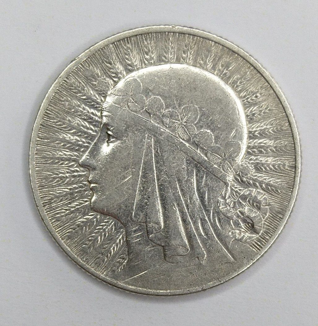 5 złotych 1932, głowa kobiety, bez znaku mennicy