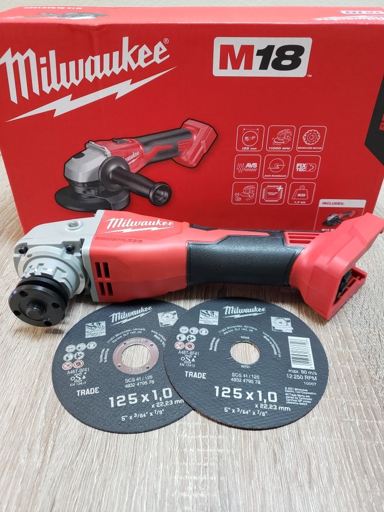 Болгарка (КШМ) акумуляторна MILWAUKEE, M18 BLSAG125X-0, діаметр 125 мм