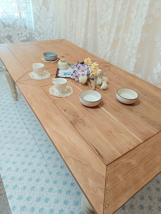 Stół rozkładany drewniany 100×210/290 duży prowansalski beżowy DOWÓZ