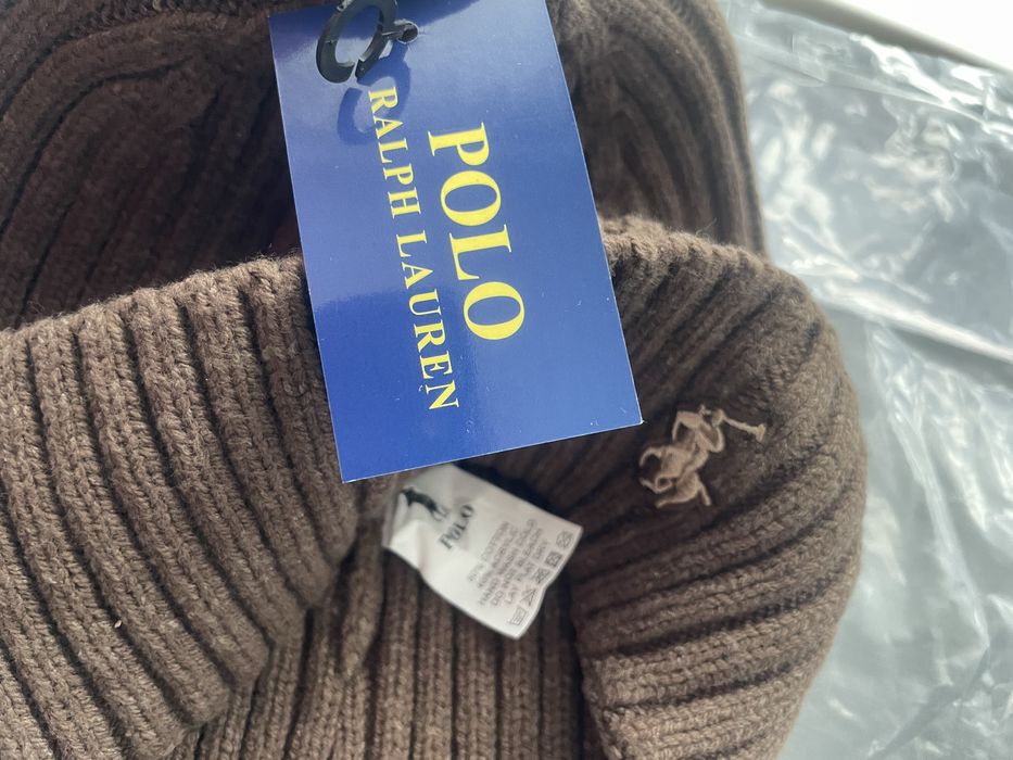 Brązowa czapka zimowa Ralph Lauren Polo
