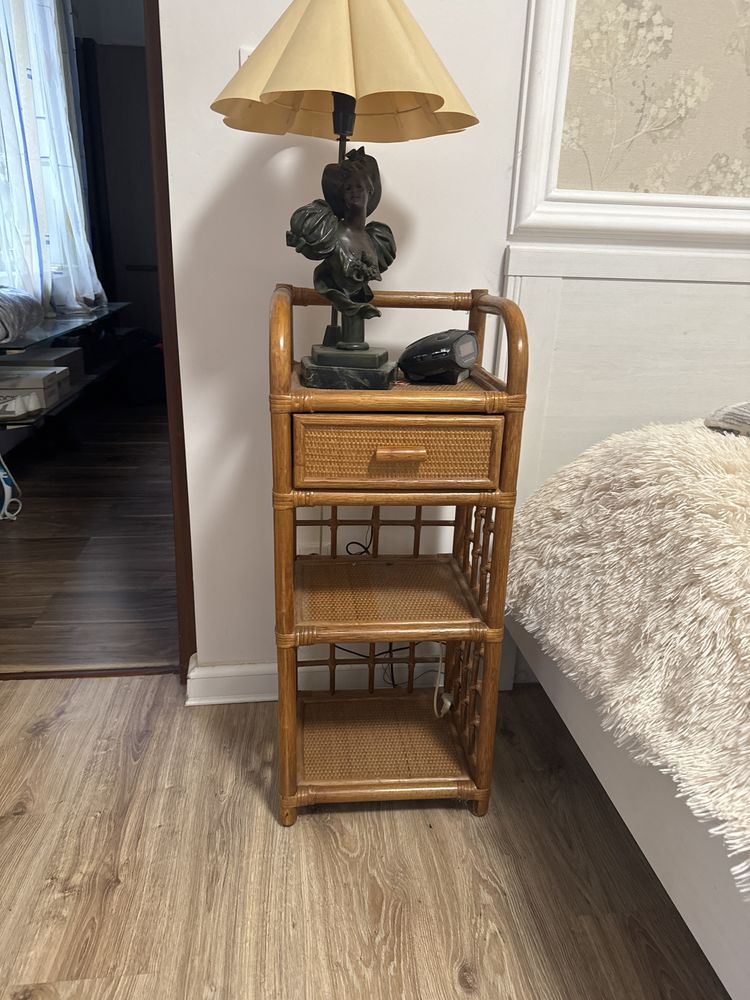 ZESTAW MEBLI RATTAN  Nocny stolik  lampa podłogowa stolik kawowy