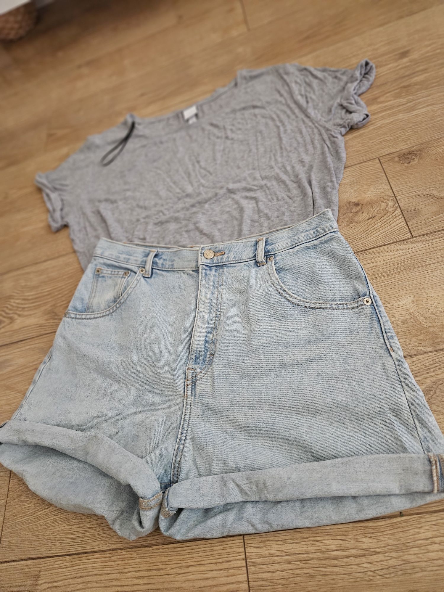 Spodenki i bluzka h&m pull and bear xl L boyfriend mom