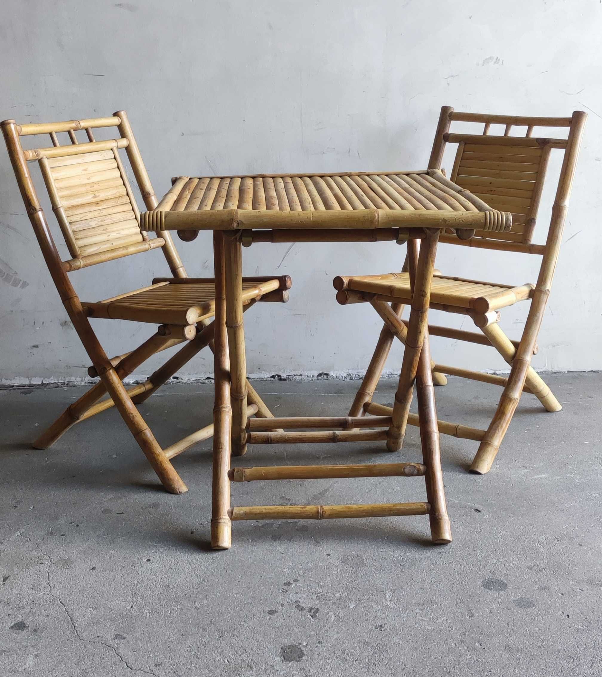 Stół i krzesła z bambusa, zestaw mebli składanych