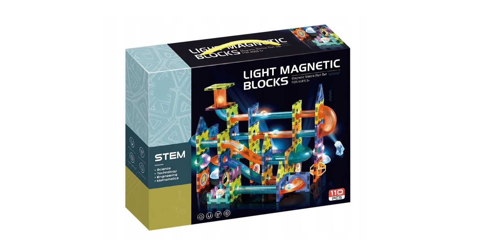 Klocki Magnetyczne Konstrukcyjne Edukacyjne Układanka Świecący Tor 110