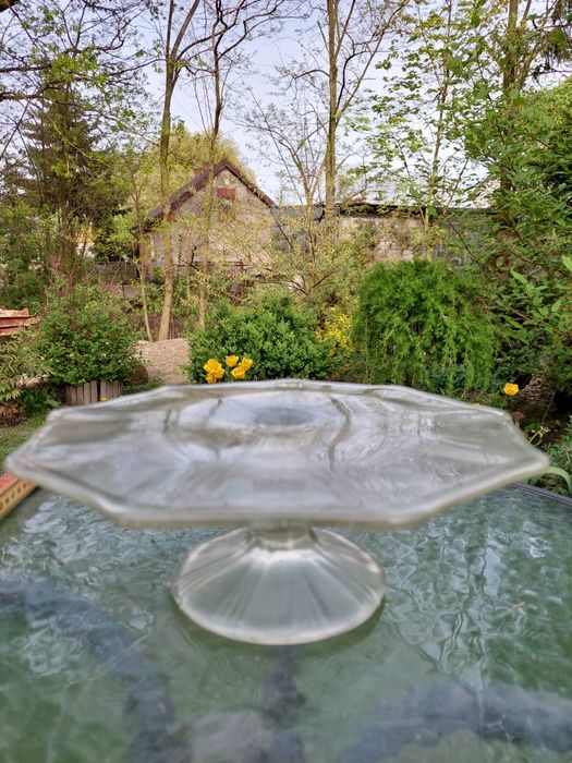 Transparentna Patera hortensja retro vintage prl