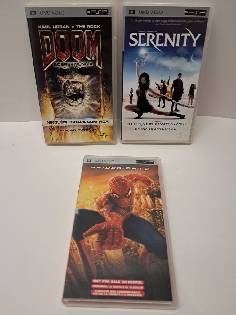 Filmes UMD - Doom, Spider-Man 2 e Serenity (PlayStation Portable, PSP)