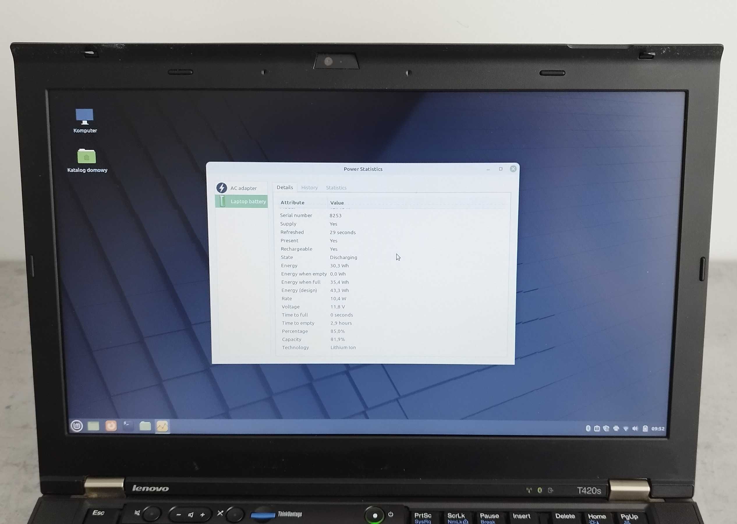 Laptop Lenovo T420s 14" Intel Core i7|8 GB|256 GB SSD|MODEM GSM|BAT OK