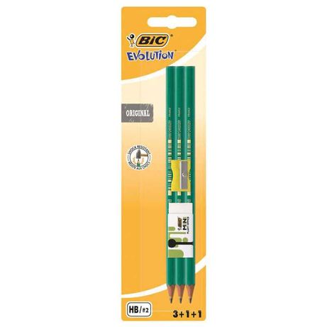 Набор BiC Evolution Original из 3 карандашей, 1 ластика и 1 точилки
