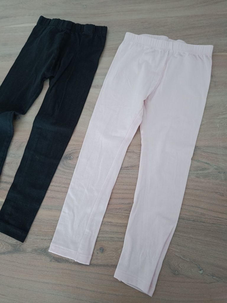 2 x bawełniane legginsy basic na 98-104