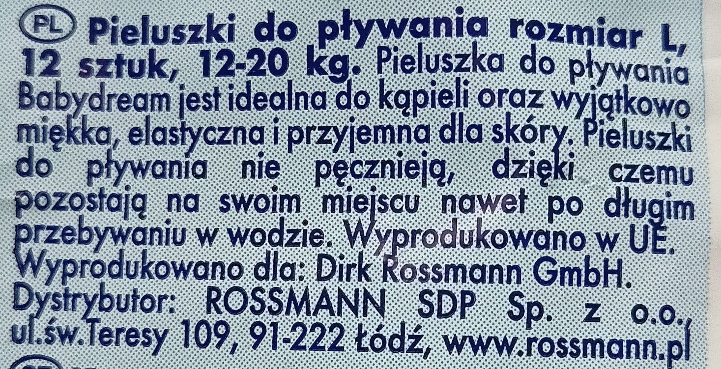 Majteczki do pływania r.L Babydream 12-20 kg 9 sztuk