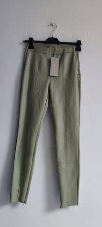 Nowe oliwkowe spodnie z Eco skóry roz 35 Amisu