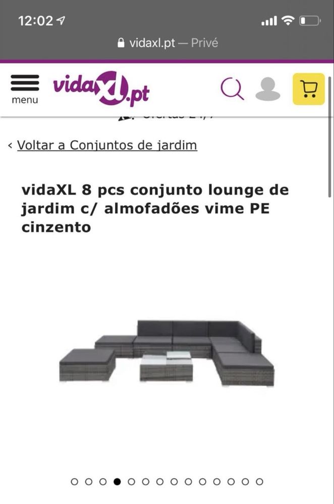 VidaXL 8pcs conjunto lounge de jardim com almofadões vime PE cinzento