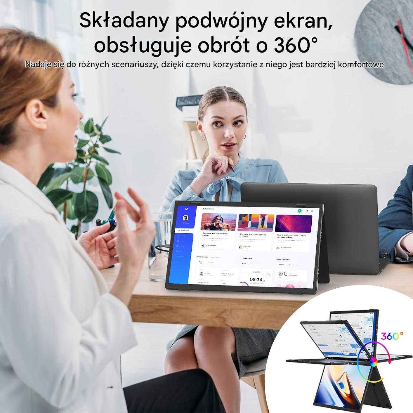 HONGO 15,6" przenośny podwójny monitor, FHD 1080P
