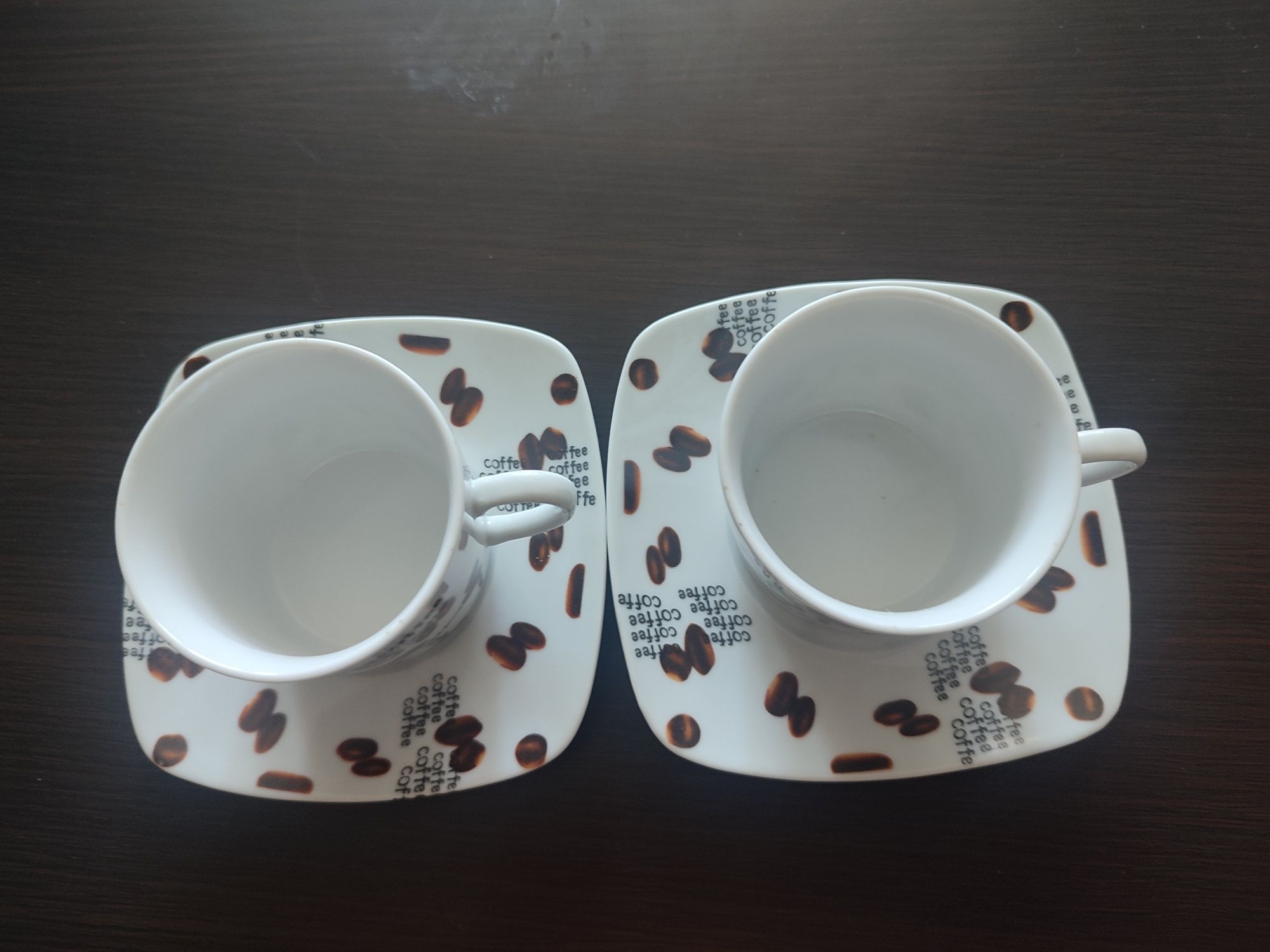 Filiżanki i spodki coffee dwie do kawy herbaty lub do wyrobu świec