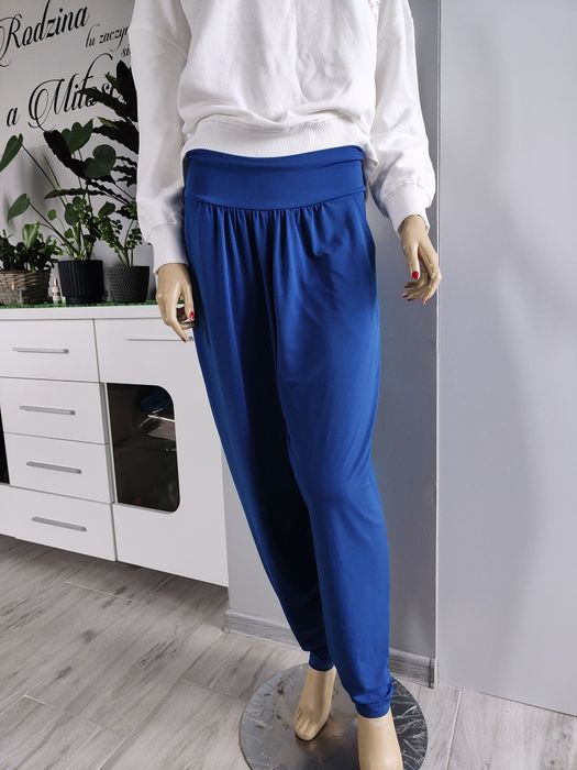 Damskie luźne spodnie z wysokim stanem swobodne z kieszeni rozmiar 40