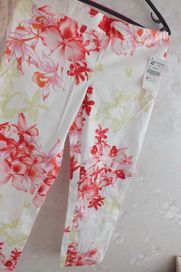 Zara Woman nowe spodnie capri na lato malowane kwiaty M/L